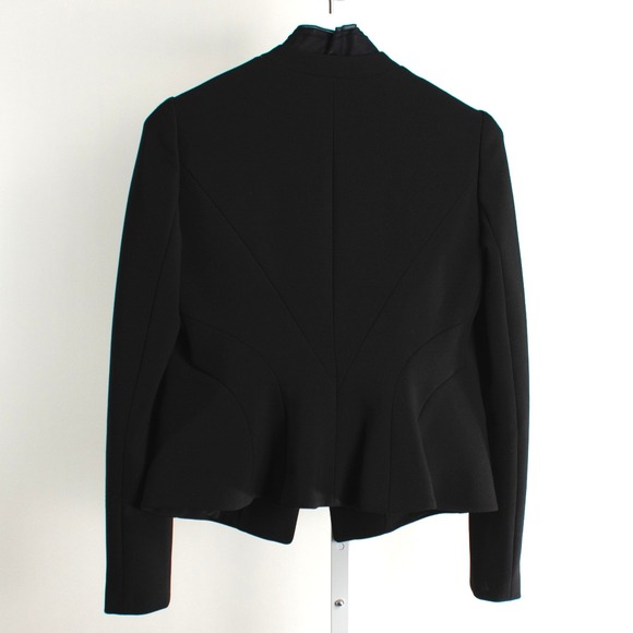 Ann Taylor Black Ruffle‎ Front Blazer Jacket Size 6 Career Office Removable - Picture 2 of 11